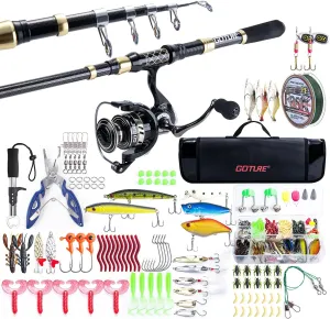 Goture Fishing Rod and Reel Combos,1.8M/6FT Telescopic Fishing Pole Spinning Reel Line Lures Set with Carrier Bag,Telescopic Rod Fishing Kit for Starter Travel Saltwater Freshwater Fishing Gear Gift