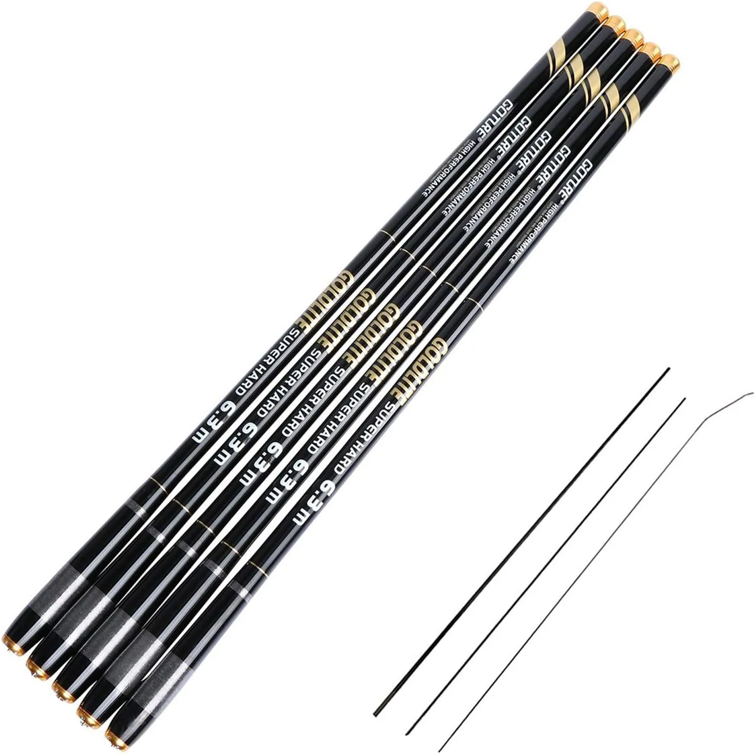 Goture//Telescopic Tenkara Fishing Rod//Ultralight Travel Fishing Rod,Portable Collapsible Bass Crappie Rod,1 Piece Carbon Fiber Inshore Stream Trout Pole 10 12 15 18 21 24 Free Tip Set(Top 3 Segment)