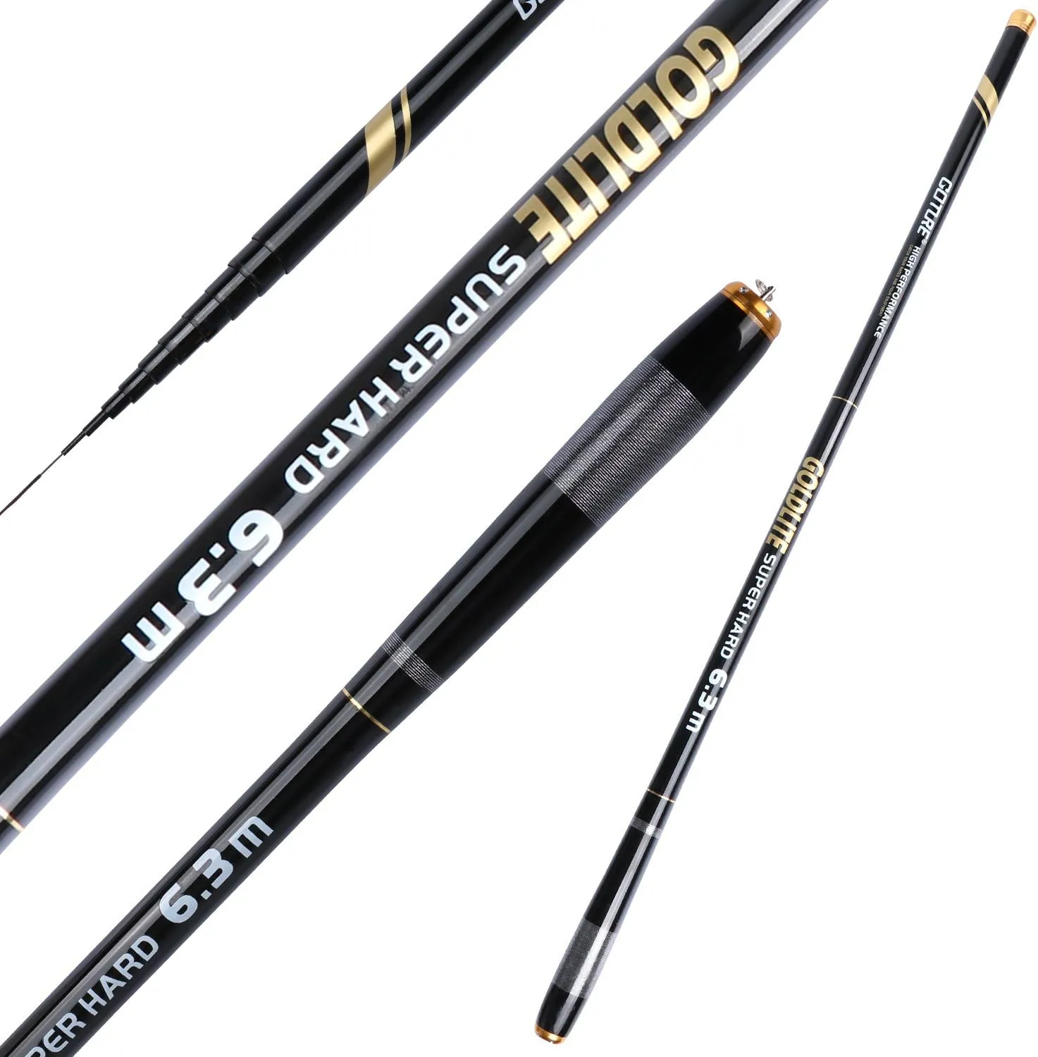 Goture//Telescopic Tenkara Fishing Rod//Ultralight Travel Fishing Rod,Portable Collapsible Bass Crappie Rod,1 Piece Carbon Fiber Inshore Stream Trout Pole 10 12 15 18 21 24 Free Tip Set(Top 3 Segment)