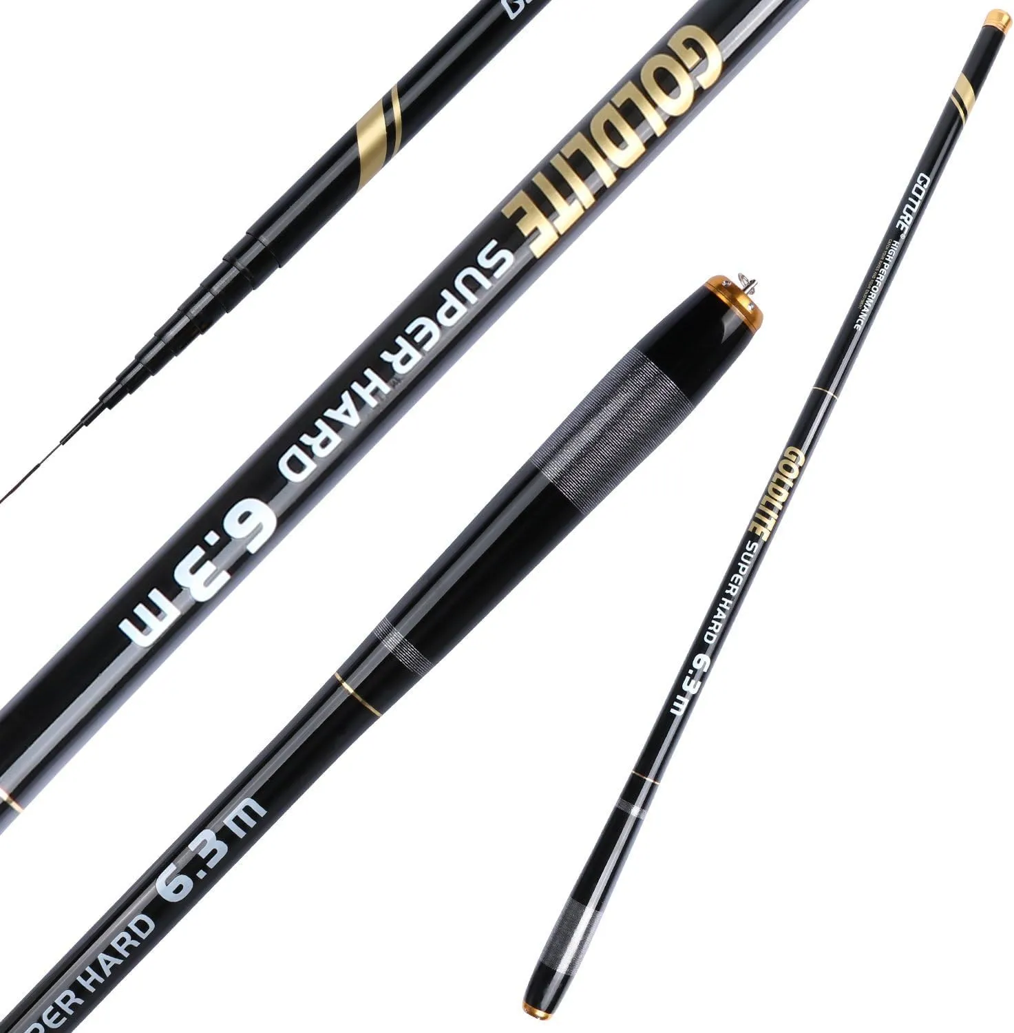 Goture//Telescopic Tenkara Fishing Rod//Ultralight Travel Fishing Rod,Portable Collapsible Bass Crappie Rod,1 Piece Carbon Fiber Inshore Stream Trout Pole 10 12 15 18 21 24 Free Tip Set(Top 3 Segment)