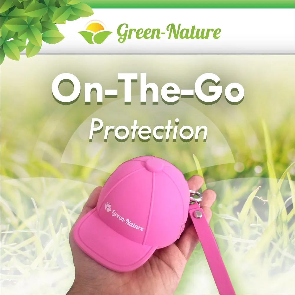 Green-Nature Mosquito Repellent Slap Bracelet , Wristband 3 Pack with Cartoon Figures Pink Hat