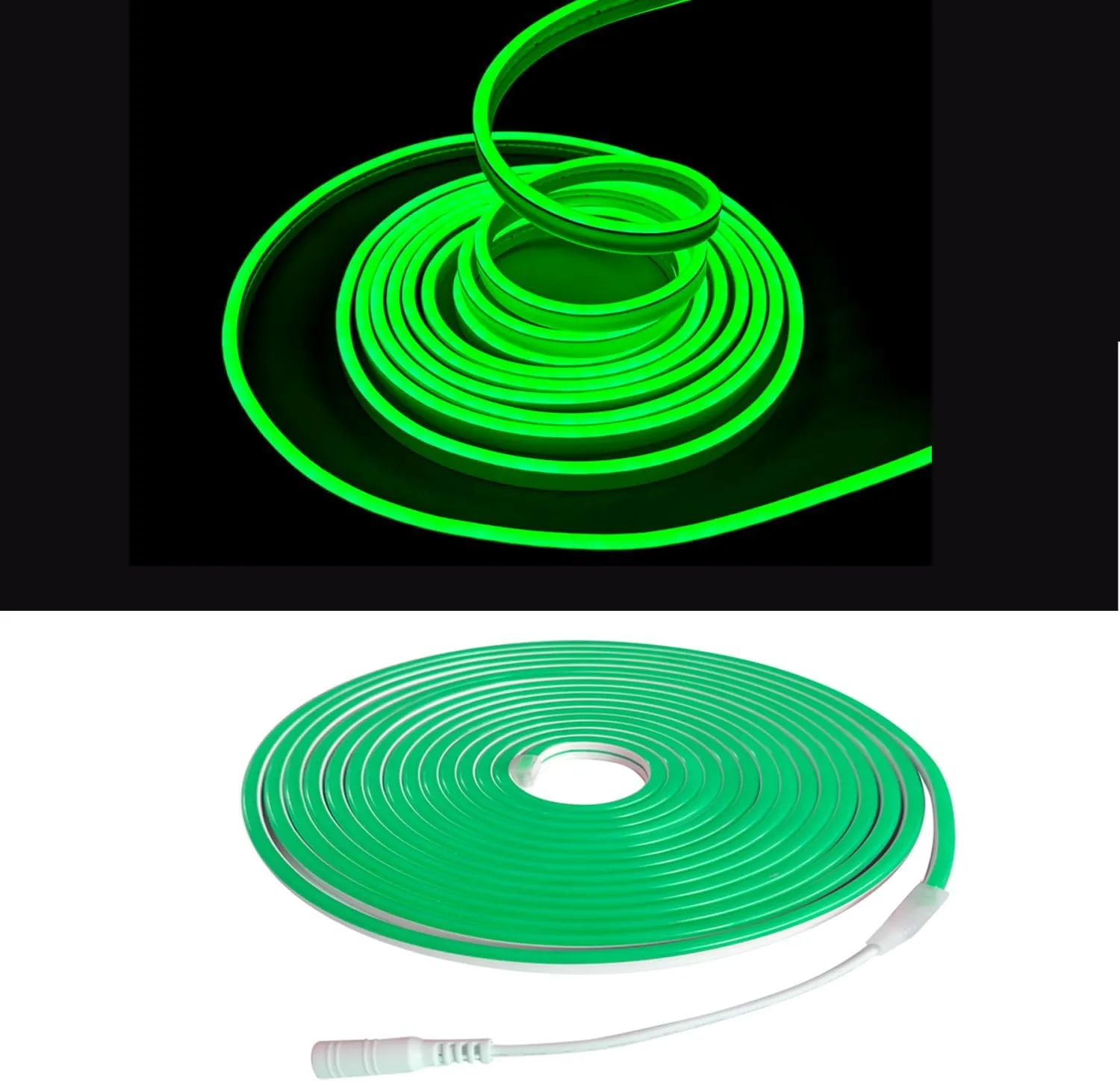 Green Neon LED Strip Lights, 16.4ft 12V Waterproof Flexible Light for Indoor/Outdoor Decoration (Includes Power Adapter)