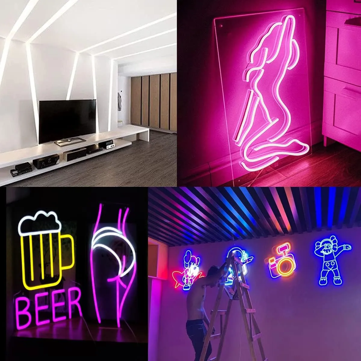 Green Neon LED Strip Lights, 16.4ft 12V Waterproof Flexible Light for Indoor/Outdoor Decoration (Includes Power Adapter)