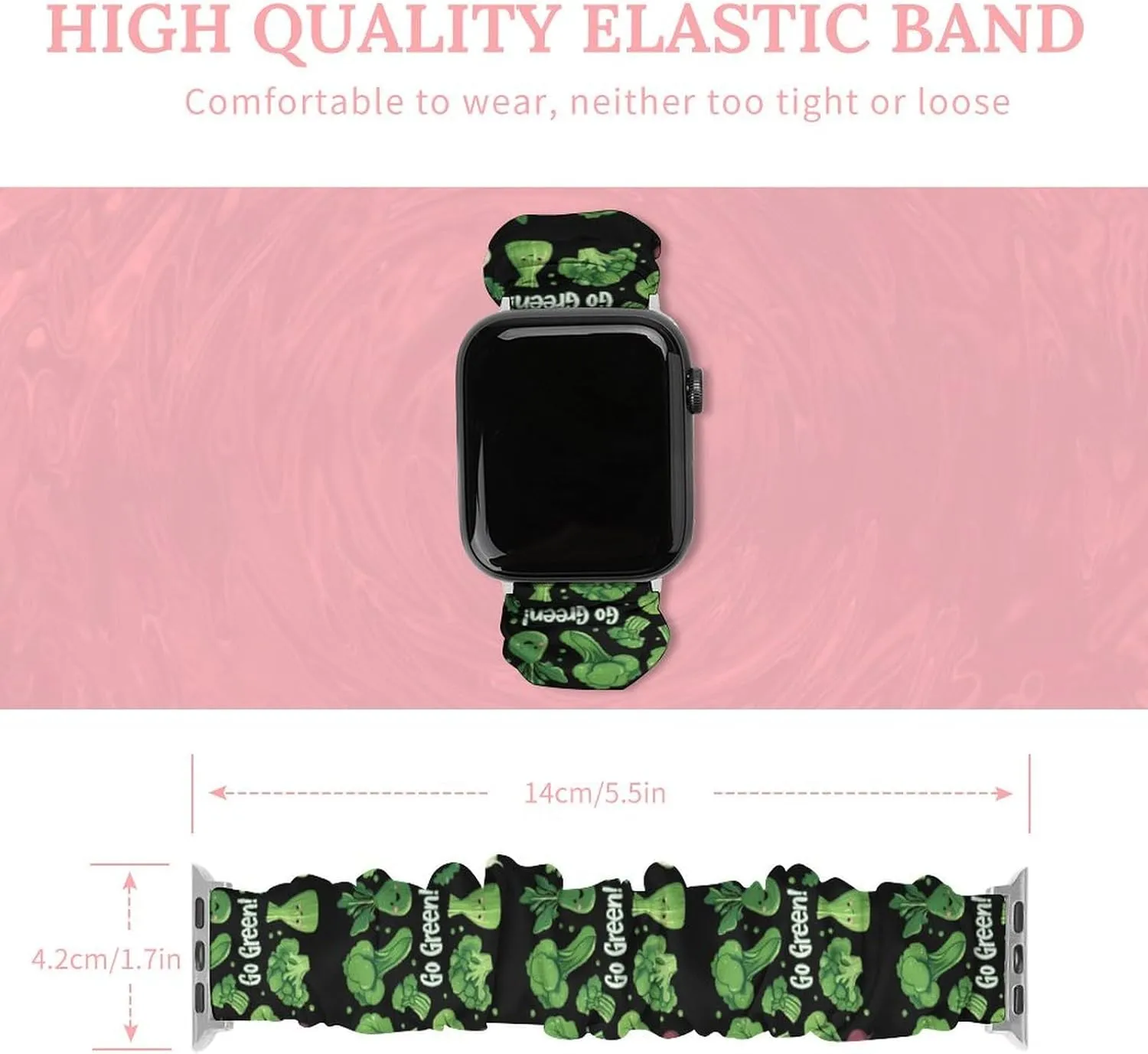 Green Vegetables Fashion Watch Strap Scrunchies Wristbands Compatible With IWatch Series