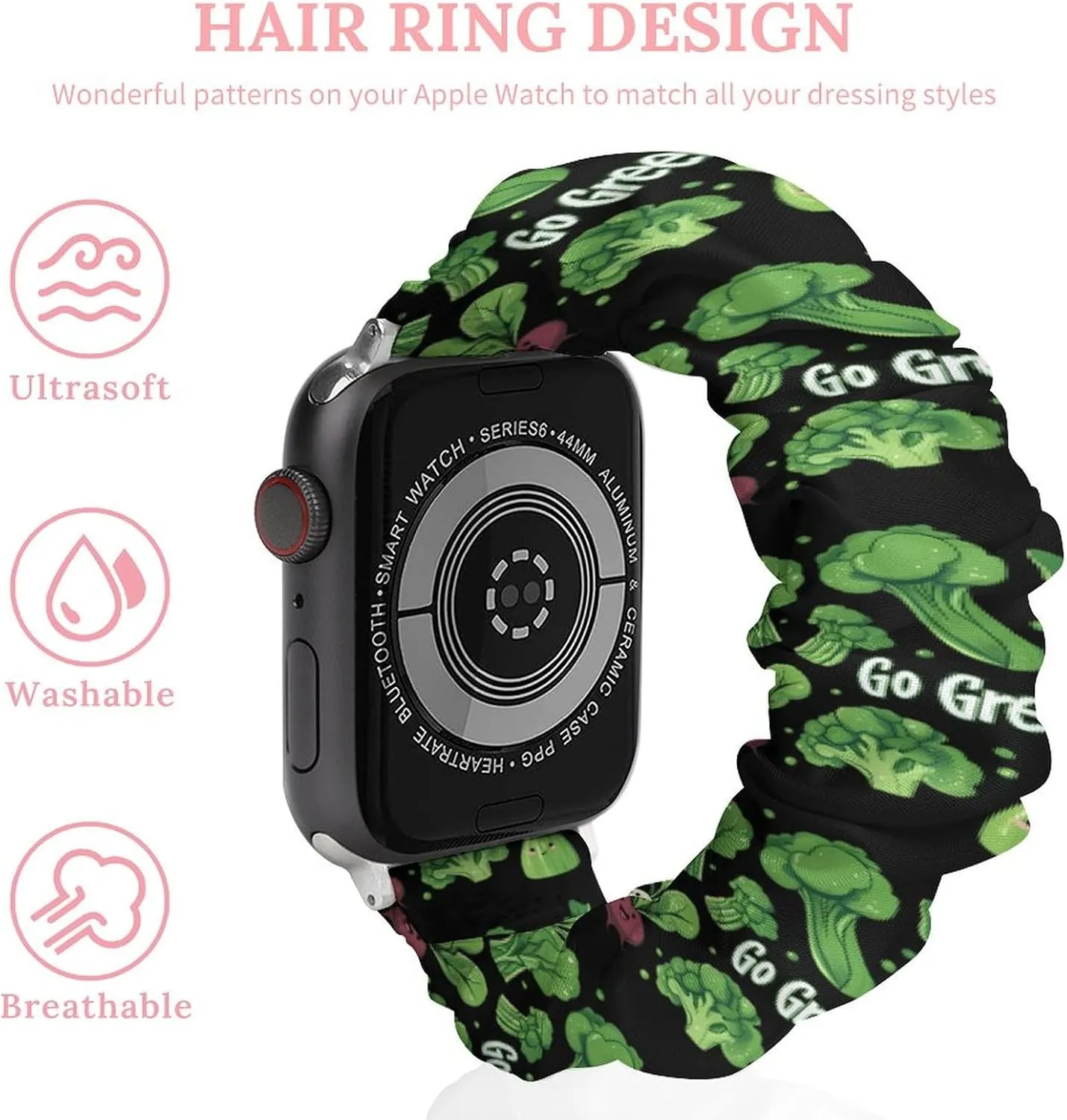 Green Vegetables Fashion Watch Strap Scrunchies Wristbands Compatible With IWatch Series