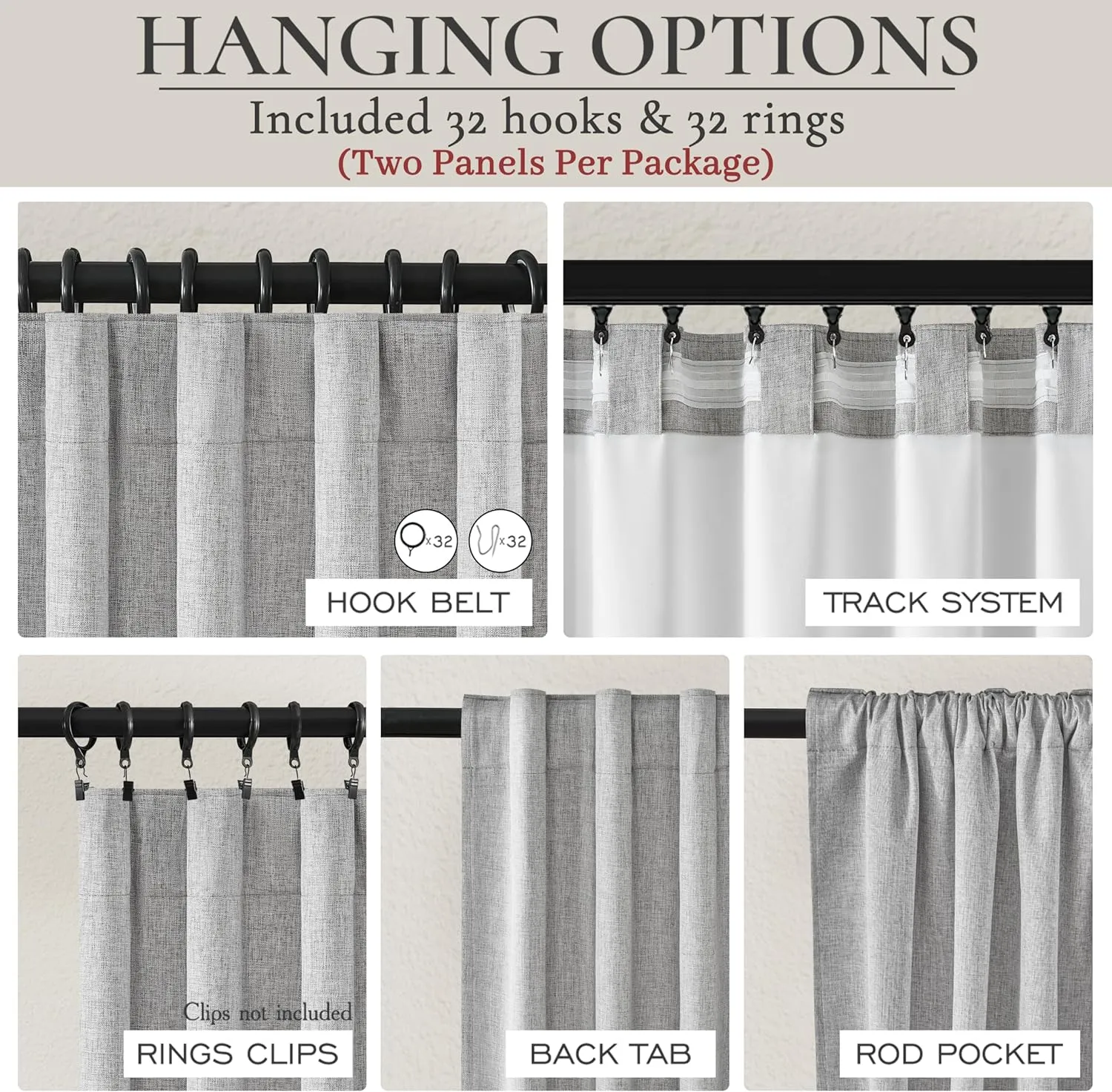 Grey Blackout Curtains 84 Inch Length 2 Panels Set for Bedroom, Modern Faux Linen Room Darkening Pleated Light Gray Burg with Rod Pocket Back Tab 84 Inch Insulated Curtain for Office Sunroom