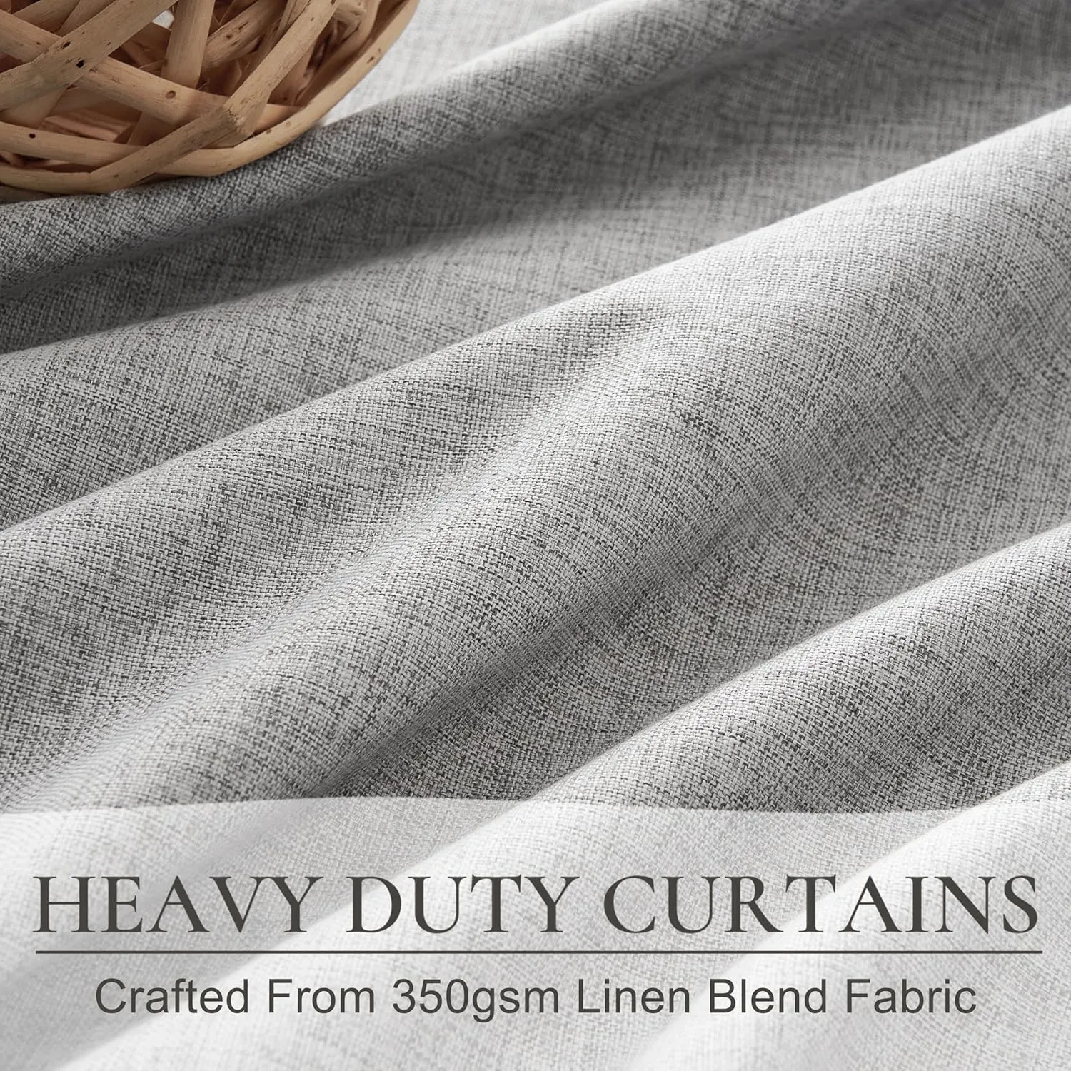 Grey Blackout Curtains 84 Inch Length 2 Panels Set for Bedroom, Modern Faux Linen Room Darkening Pleated Light Gray Burg with Rod Pocket Back Tab 84 Inch Insulated Curtain for Office Sunroom