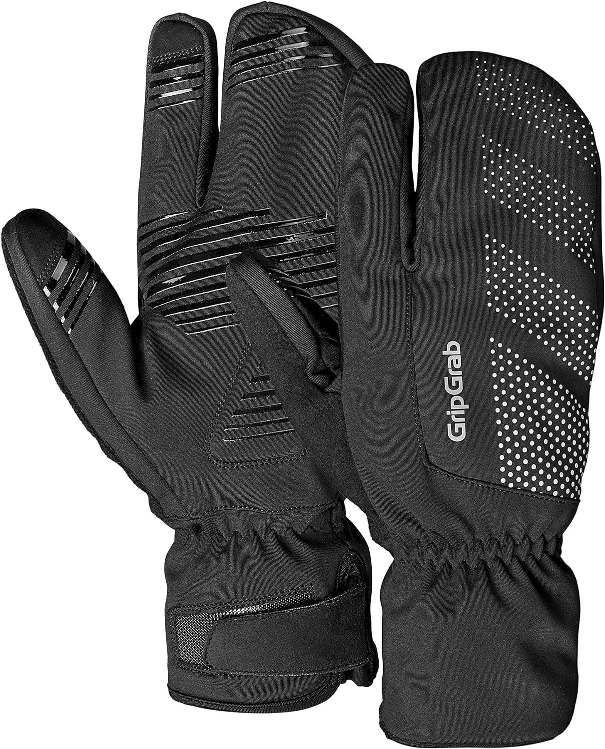 GripGrab Ride Windproof Deep Winter Lobster 3-Finger Cycling Gloves Thermal Fleece Lined Padded Windproof Cold Weather Water-Repellent