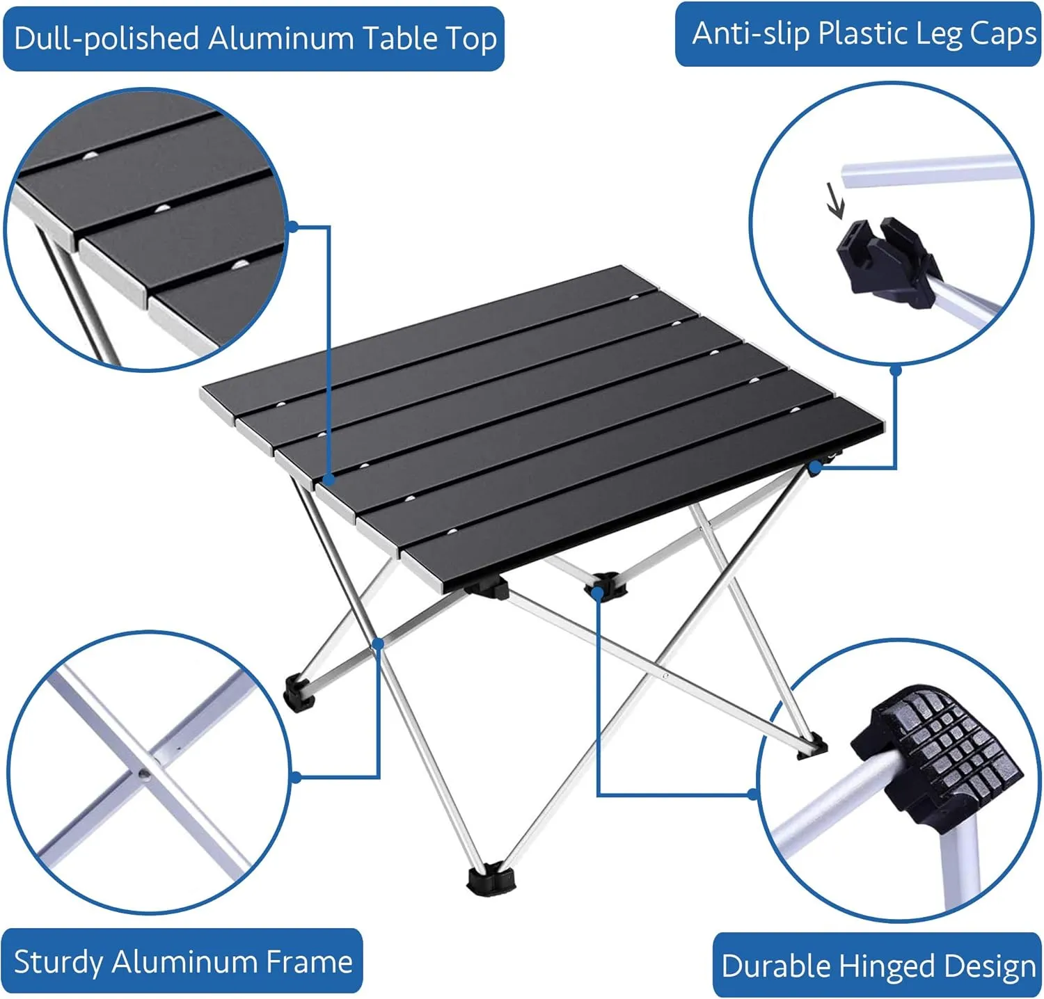 Grope Small Folding Camping Table with Aluminum Table Top, Beach Table for Sand with Carrying Bag,Prefect for Outdoor,Picnic,BBQ,Cooking,Festival