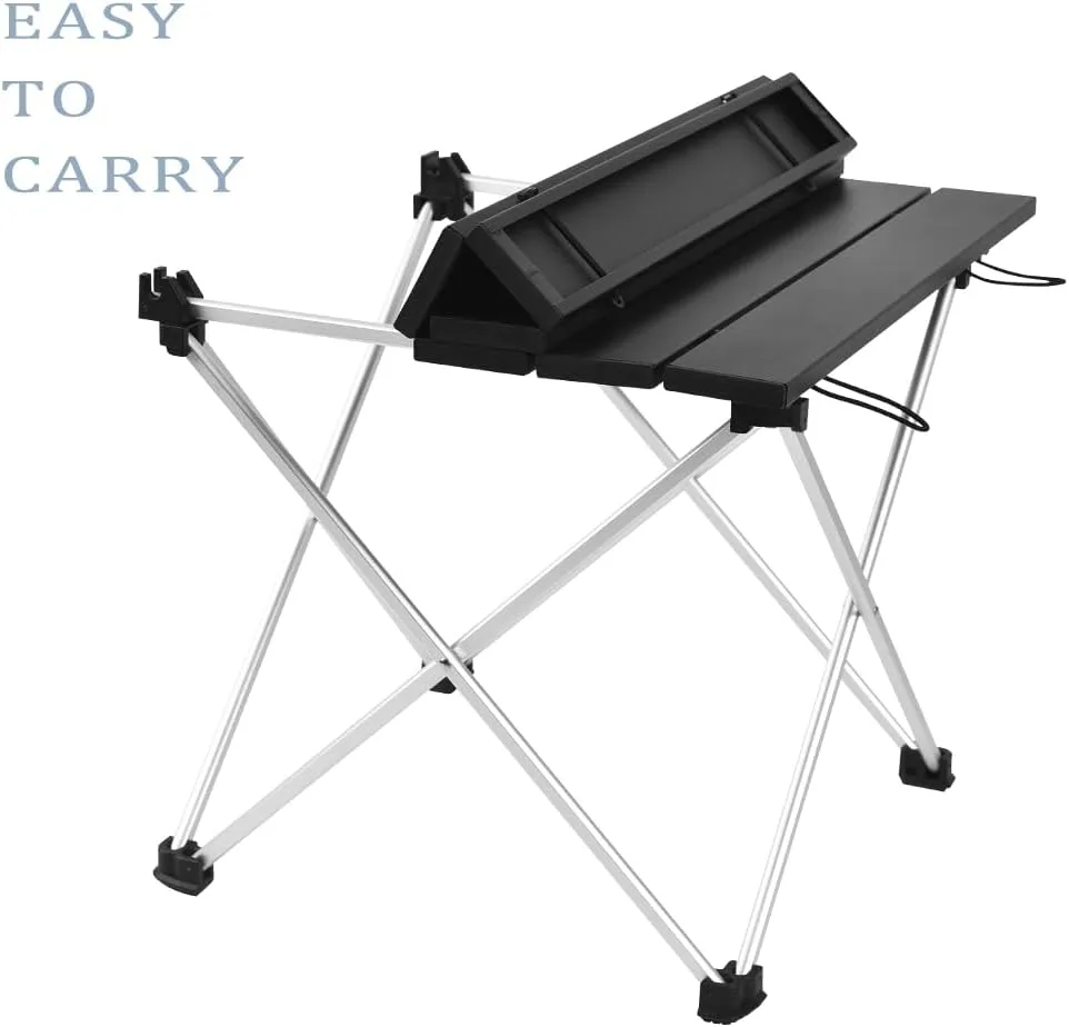 Grope Small Folding Camping Table with Aluminum Table Top, Beach Table for Sand with Carrying Bag,Prefect for Outdoor,Picnic,BBQ,Cooking,Festival