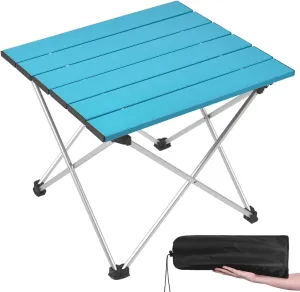 Grope Small Folding Camping Table with Aluminum Table Top, Beach Table for Sand with Carrying Bag,Prefect for Outdoor,Picnic,BBQ,Cooking,Festival