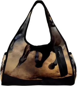 Gym Bag for Women,Small Gym Bag for Men,Running Horse Prairie Animal,Overnight Bag