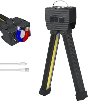 Gym Lamp for Posing, Portable Magnet LED Flashlight with Hook, 7th Gear Dimming, USB Rechargeable Worklight, 180 Degree Folding Magnetic Work Light (1)