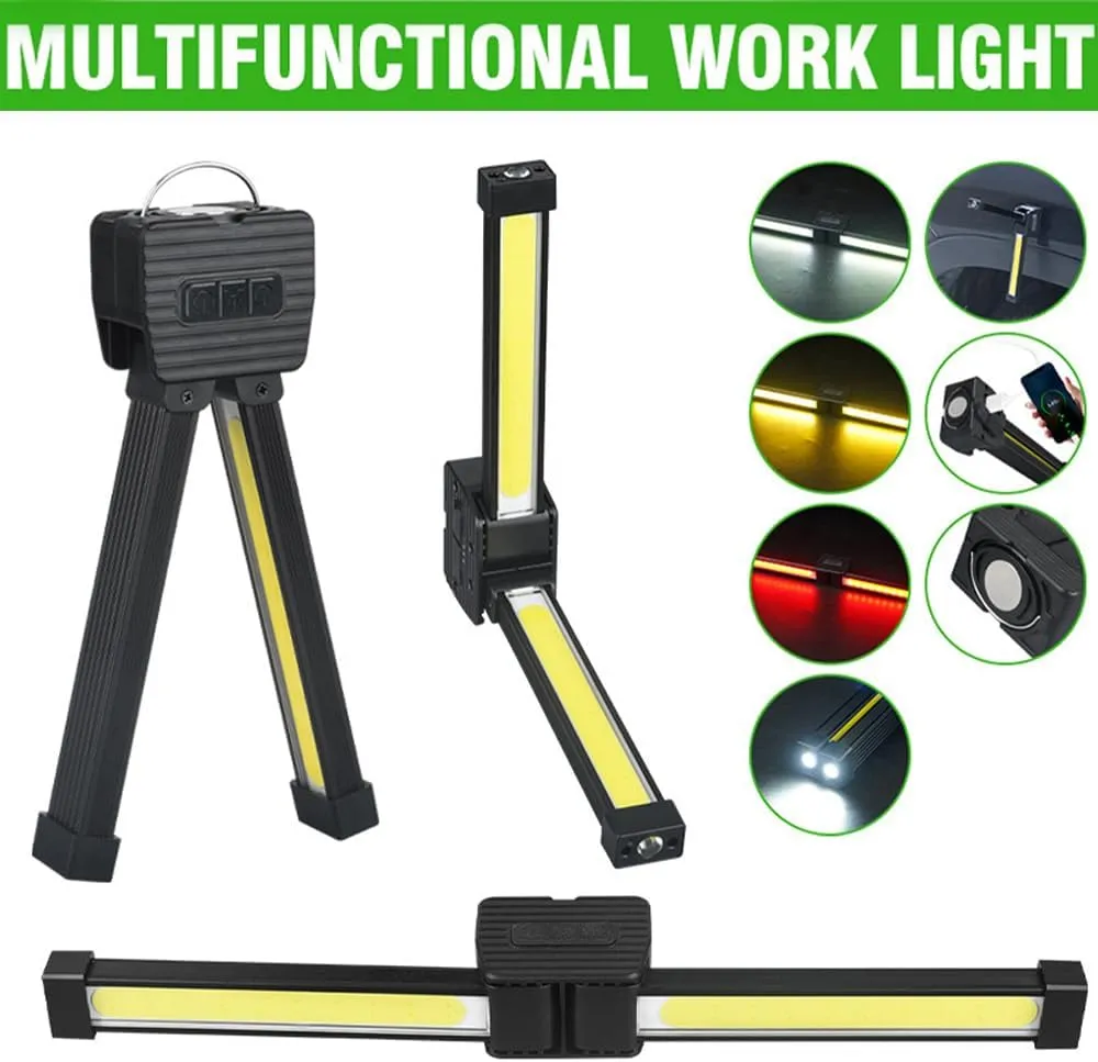 Gym Lamp for Posing, Portable Magnet LED Flashlight with Hook, 7th Gear Dimming, USB Rechargeable Worklight, 180 Degree Folding Magnetic Work Light (1)