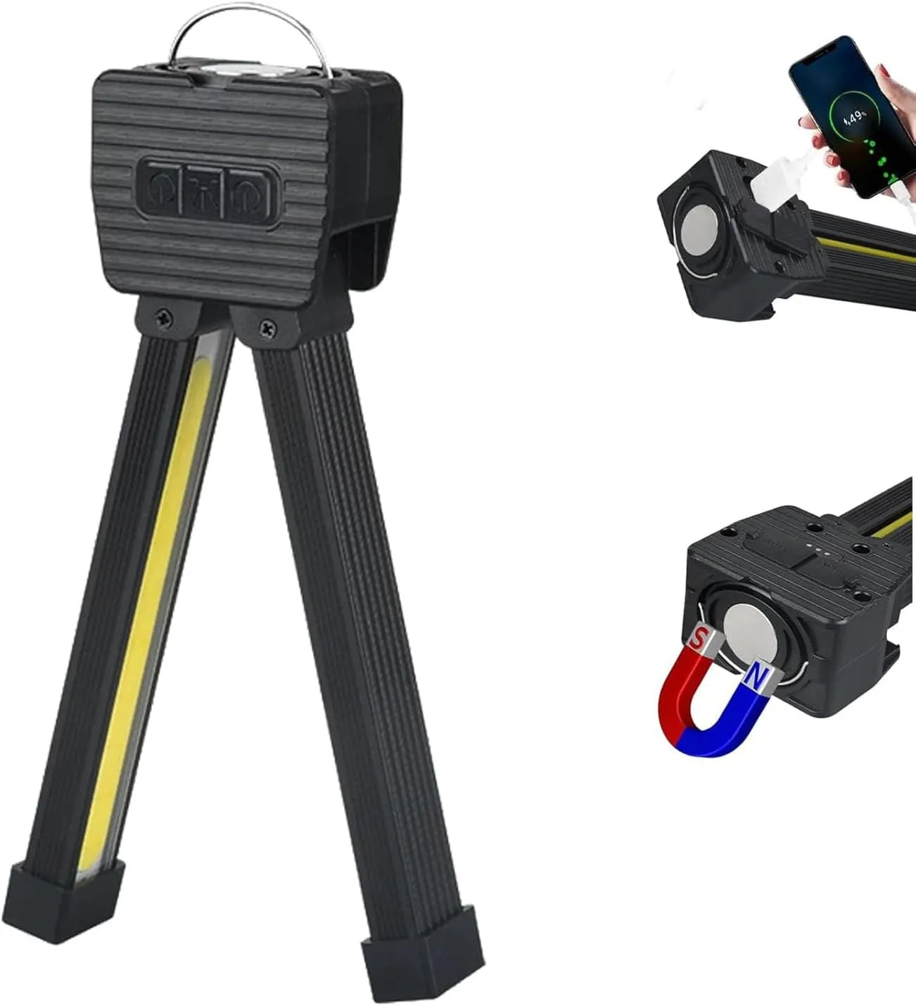 Gym Lamp for Posing,Portable Outdoor Lighting Fixtures,Power Bank Camping Light,Portable Magnet LED Flashlight with Hanging Hook,USB Rechargeable with 180 Degree Folding. (1 PCS)