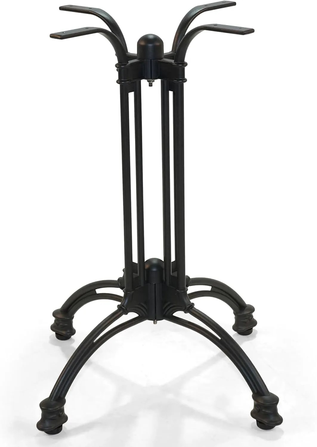 H27.5 Cast Aluminum Table Base with 4 Stable Feet, Decorative Openwork Design Table Leg Black