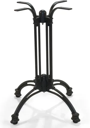 H27.5 Cast Aluminum Table Base with 4 Stable Feet, Decorative Openwork Design Table Leg Black
