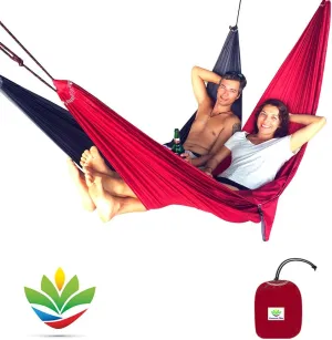 Hammock Bliss Tandem - One Hammock with Two Separate Spaces Allows Two People to Hang Together in Bliss - Great for Couples Or Create Double Layer Hammock