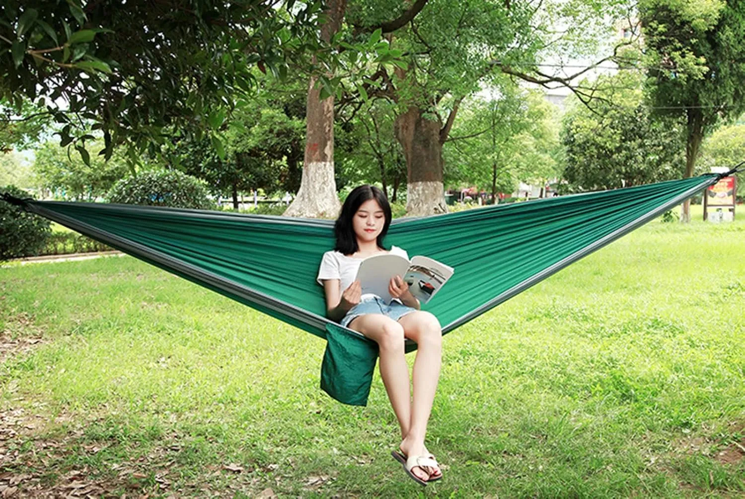 Hammock for Camping Double Hammocks Gear for The Outdoors Backpacking Survival or Travel - Portable Lightweight Parachute Nylon,A