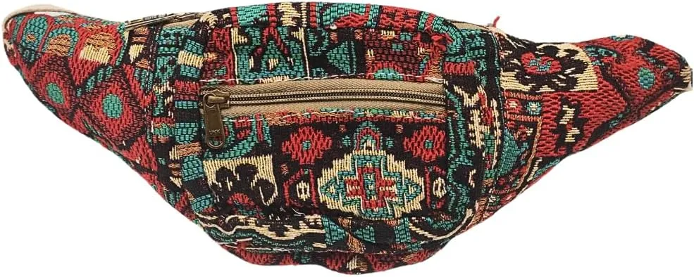 Handcrafted Himalayan Hemp Belt Pack – Adjustable Eco Waist Bag with Zippered Compartments, Perfect for Travel & Festivals