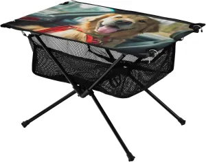 Happy Dog Portable Folding Camping Table, Compact Lightweight Beach Table with Carrying Bag for Outdoor Picnics, BBQs, Camp