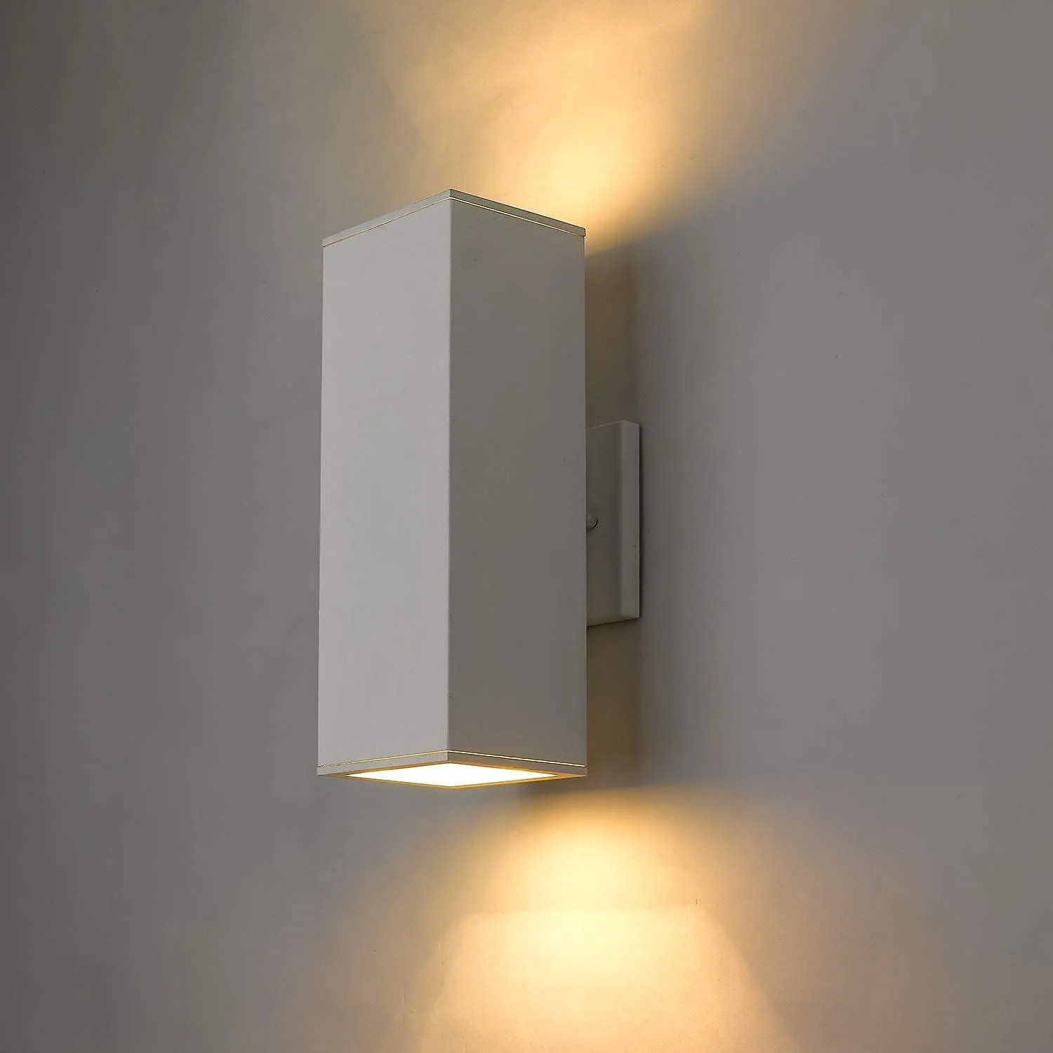 harriet Outdoor Wall Lights, Modern Exterior Lighting Fixtures Aluminum Waterproof, 13" Rectangular Porch Lights Up and Down Lighting for Outside, Garage, White