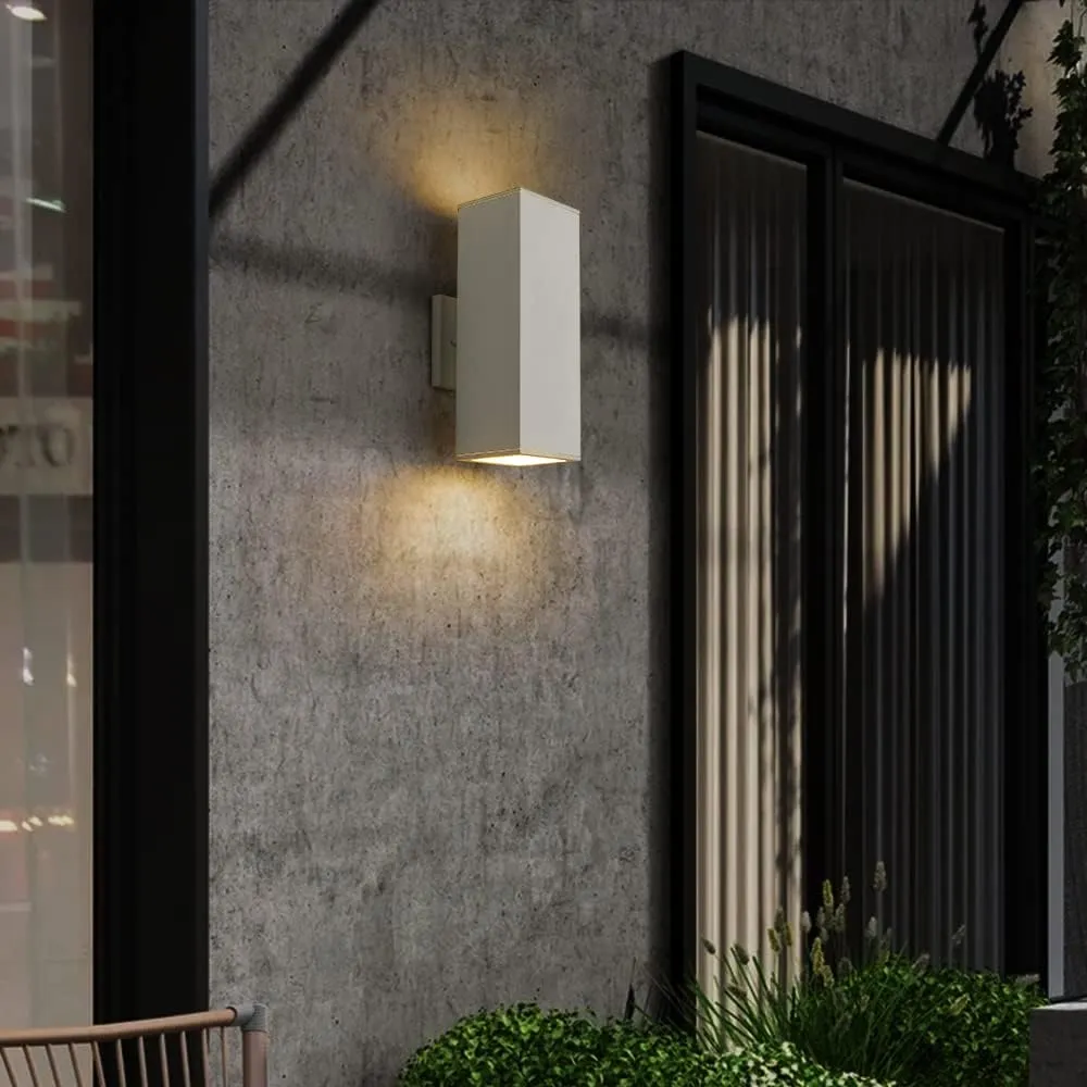 harriet Outdoor Wall Lights, Modern Exterior Lighting Fixtures Aluminum Waterproof, 13" Rectangular Porch Lights Up and Down Lighting for Outside, Garage, White