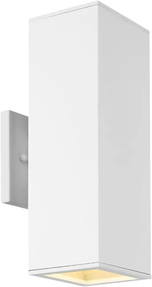 harriet Outdoor Wall Lights, Modern Exterior Lighting Fixtures Aluminum Waterproof, 13" Rectangular Porch Lights Up and Down Lighting for Outside, Garage, White
