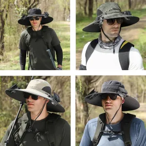 Hat with Fans Solar Power, Solar Fan Hat for Men Women, 2 Solar Fan Sun & USB Charging Sombrero Con Ventilador Solar