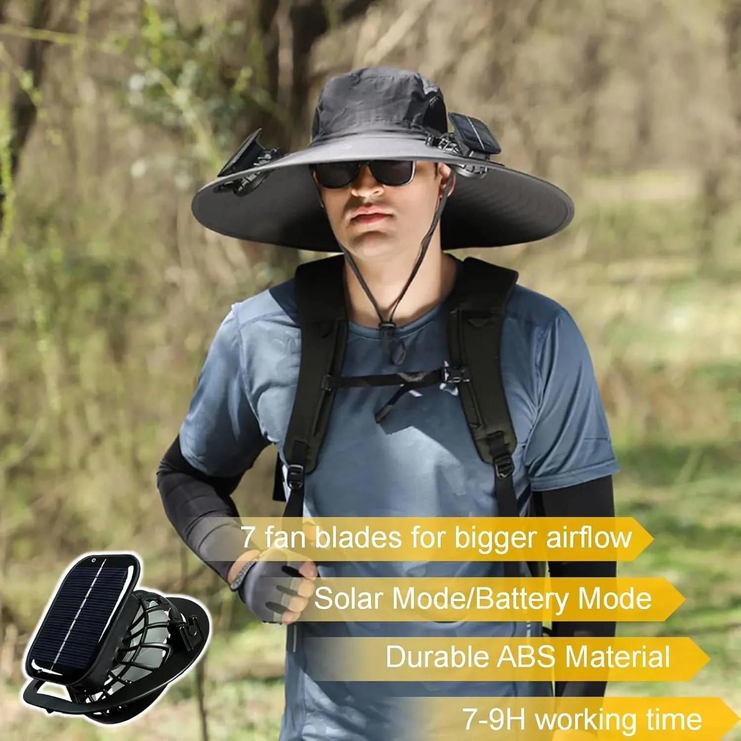 Hat with Fans Solar Power, Solar Fan Hat for Men Women, 2 Solar Fan Sun & USB Charging Sombrero Con Ventilador Solar
