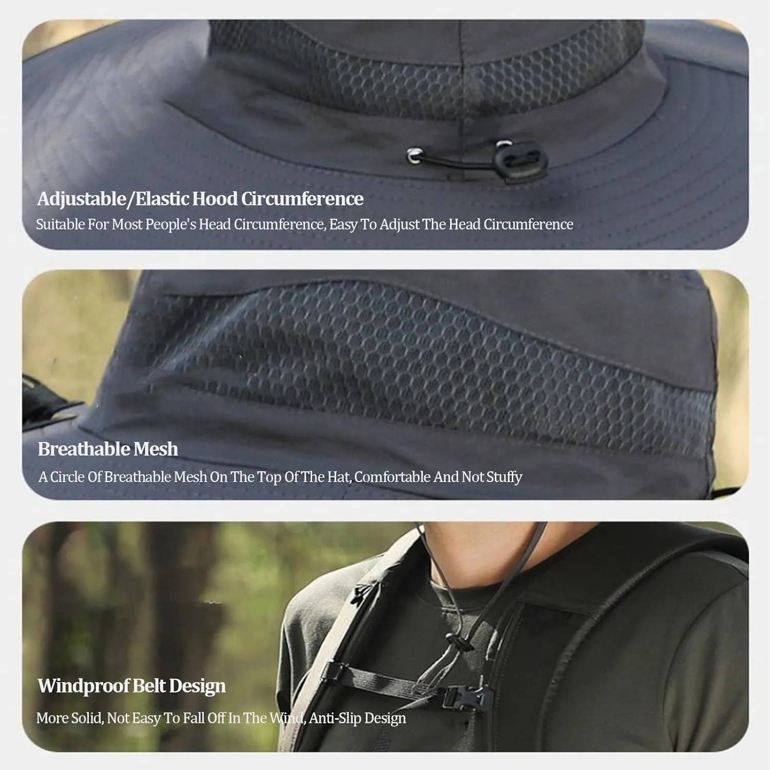 Hat with Fans Solar Power, Sun Hat with Solar Powered Fans, Wide Brim Solar Fan Outdoor Fishing Hat-Solar & USB Charging