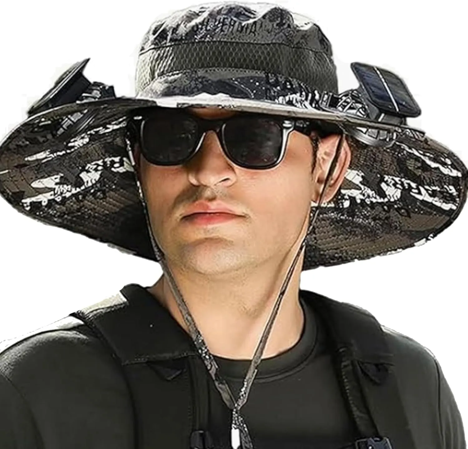 Hat with Fans Solar Power, Ultralight Sun Hat Men & Women Wide Brim Solar Fan Outdoor Fishing Hat-Solar & USB Charging