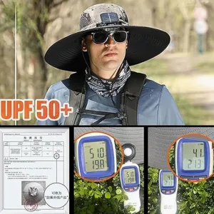Hat with Fans Solar Power, Ultralight Sun Hat Men & Women Wide Brim Solar Fan Outdoor Fishing Hat-Solar & USB Charging