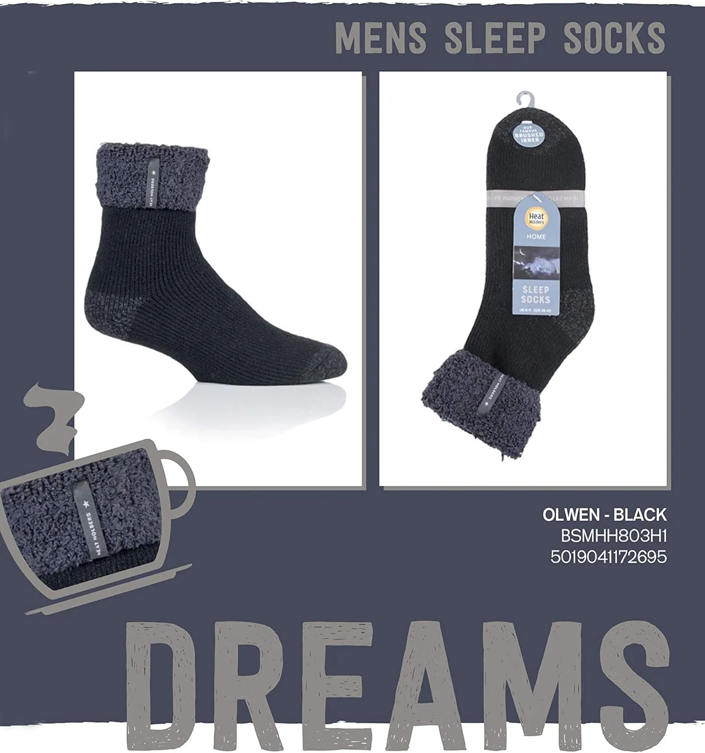 HEAT HOLDERS Mens Luxury Cozy Soft Fleece Lined Fluffy Bed Socks for Sleep