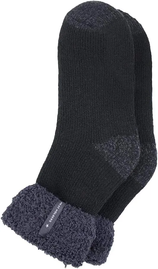HEAT HOLDERS Mens Luxury Cozy Soft Fleece Lined Fluffy Bed Socks for Sleep
