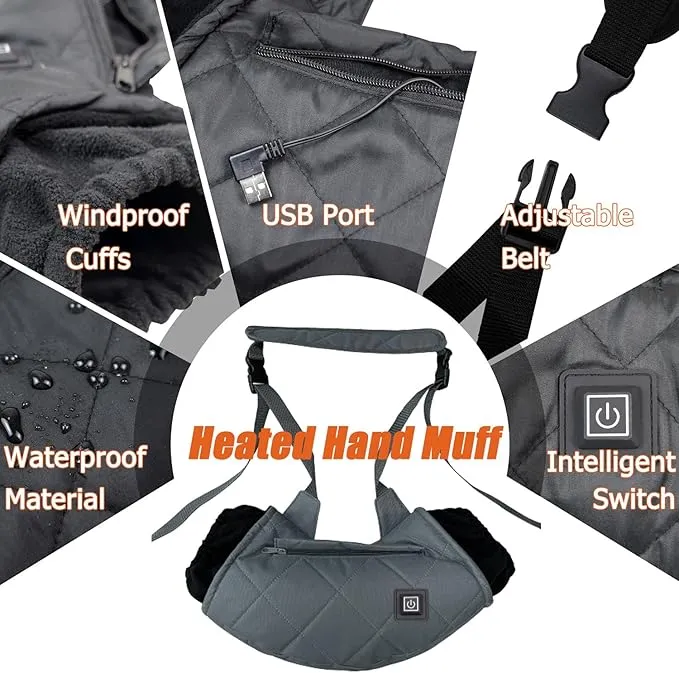 Heated Hand Muff, Electric Heating Hand Warmer Pouch, Suitable for Outdoor Hunting, Sports, Photography, Golf, Hike, Football, Snow Camping in Cold Winter Keep Warmth