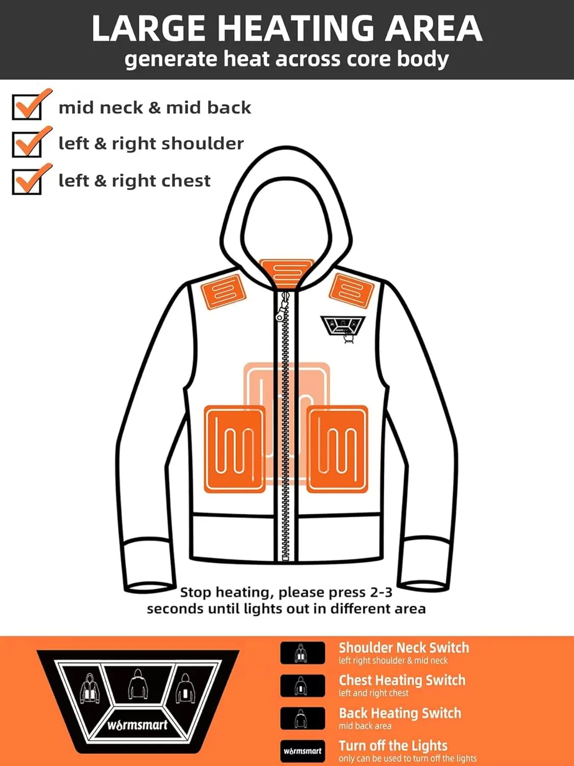 Heated jackets for Women with 14400mAh Battery Pack, Heated Coats with Detachable Hood Windproof