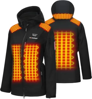 Heated jackets for Women with 14400mAh Battery Pack, Heated Coats with Detachable Hood Windproof