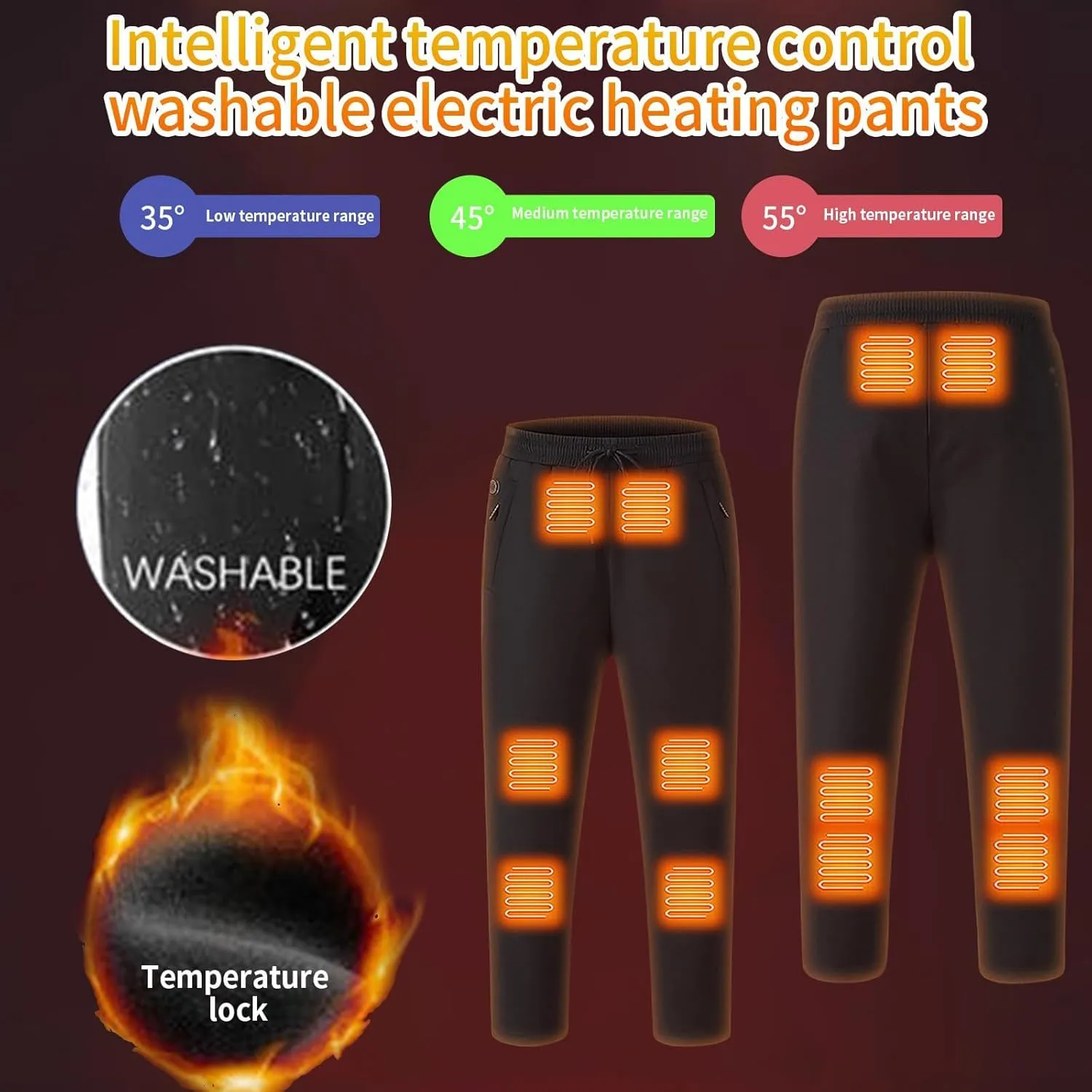 Heated Pants for Men Work Rechargeable Heating Pant Hunting Winter Snow Sweatpants Heated Clothes Fleece Insulated Camo