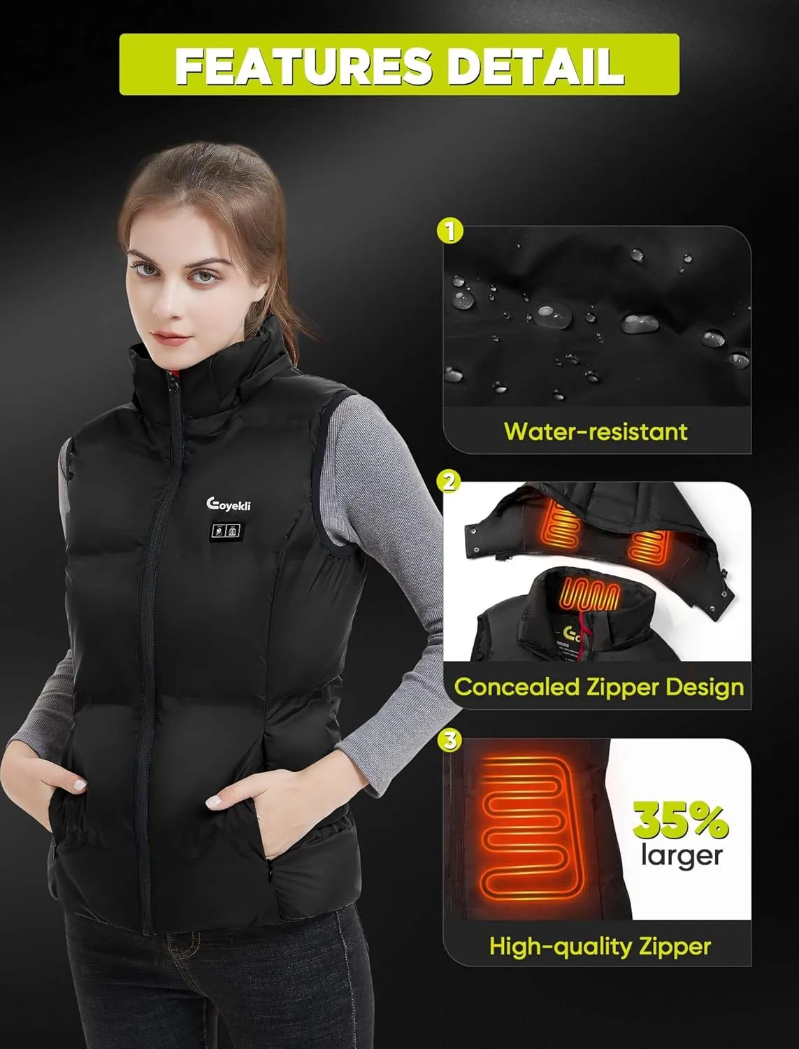 Heated Vest for Men Lightweight - Detachable Heated Hood and 7.4V 10000mAh Battery Pack S（Light Grey 10000mAh）
