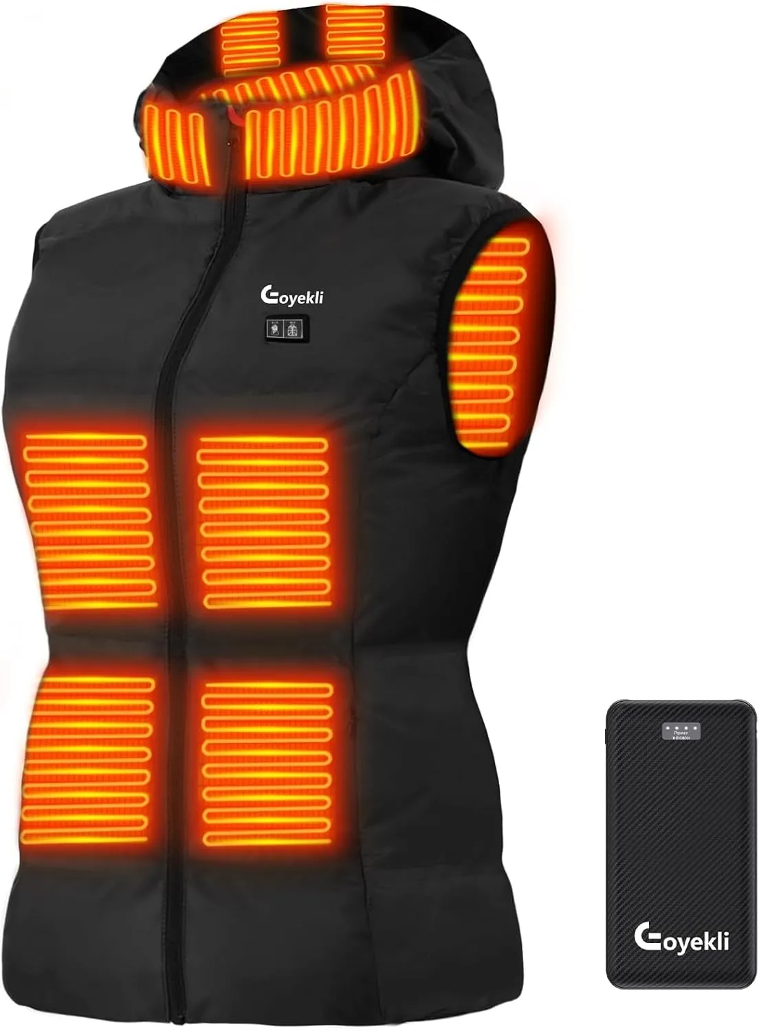 Heated Vest for Men Lightweight - Detachable Heated Hood and 7.4V 10000mAh Battery Pack S（Light Grey 10000mAh）