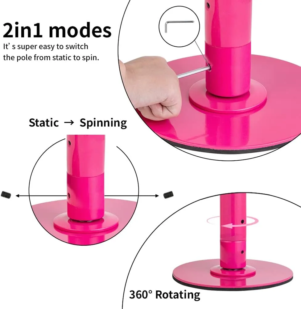 Height Adjustable Permanent Dance Pole with Fixed Plate Enhanced Safety and Stability for Home Dancing