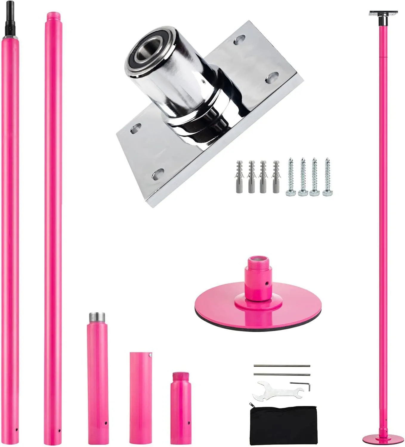 Height Adjustable Permanent Dance Pole with Fixed Plate Enhanced Safety and Stability for Home Dancing