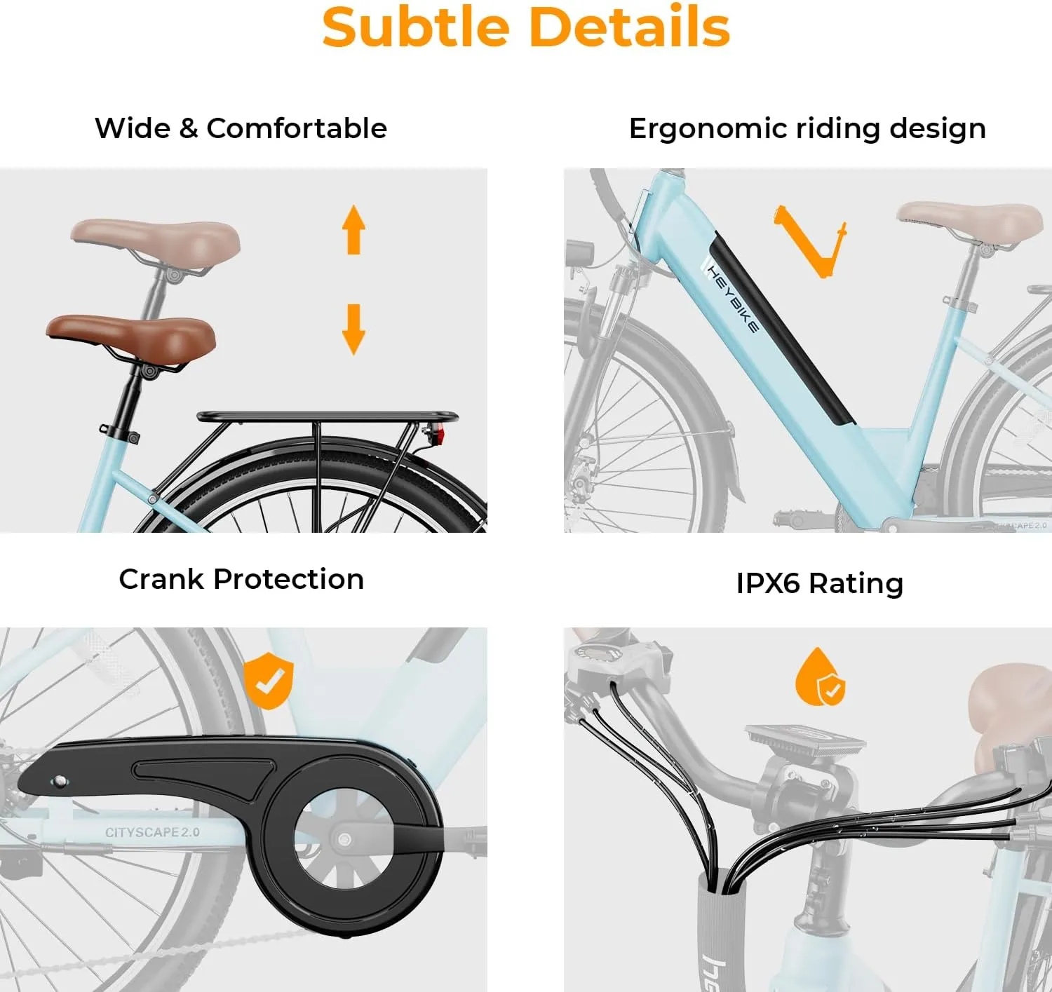 Heybike Cityscape 2.0 Electric Bike for Adults with 1000W Motor Peak,468Wh Removable Battery and up to 50Miles 24MPH,UL Certified 26" Electric Commuter Bike with 7-Speed and Front Suspension.