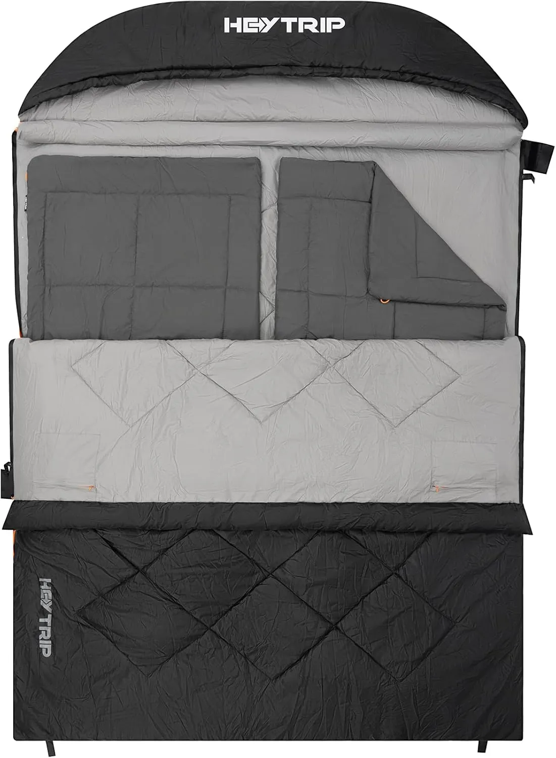 HEYTRIP Double Sleeping Bag with Blanket - Queen Size Two Person Sleeping Bag for Couples - 20 Degree Rated for Camping