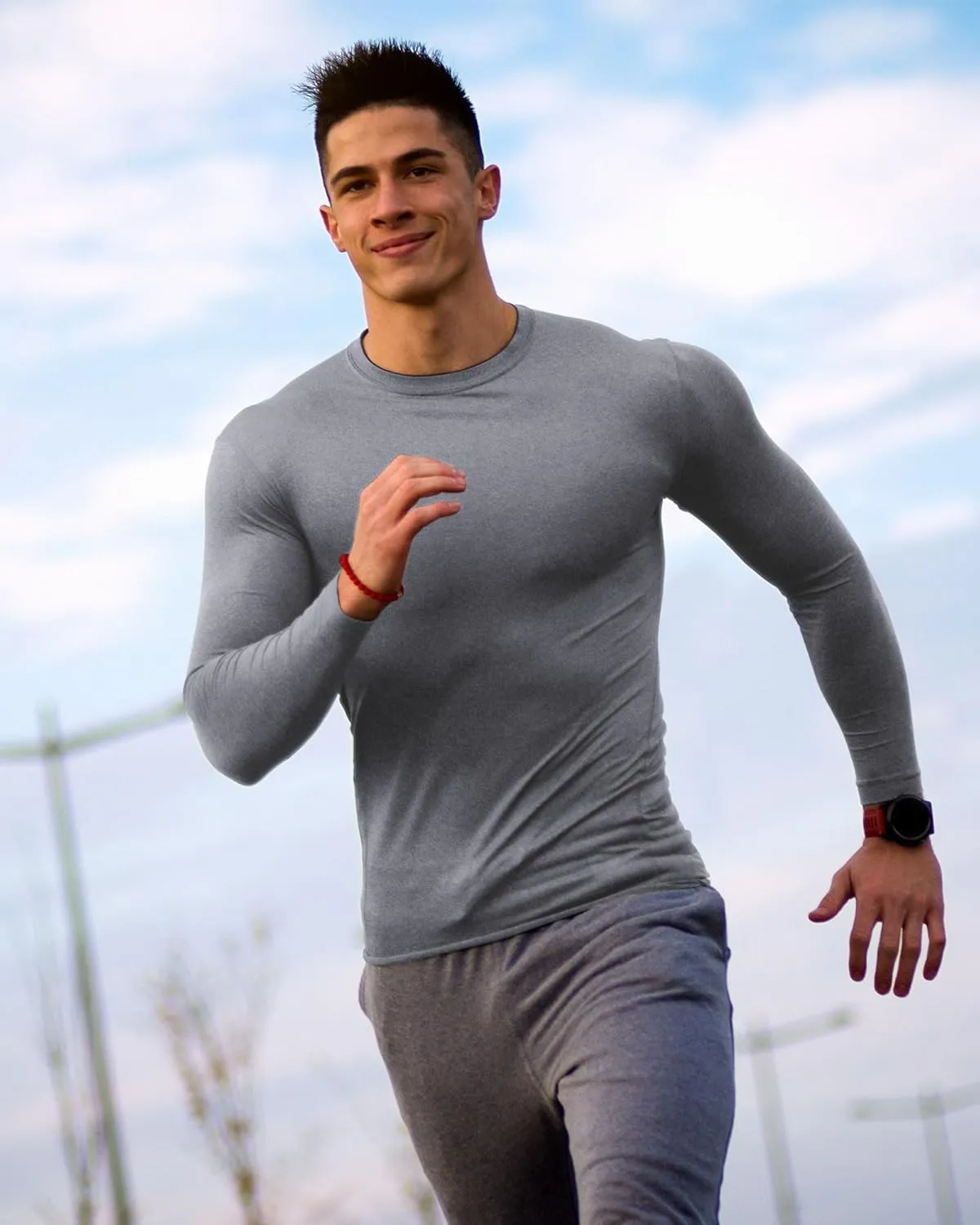 Hicarer 6 Pack Men's Athletic Compression Shirts Long Sleeve Workout Running Undershirt Thermal Sport Base Layer Top