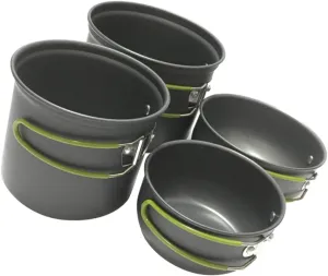 High-Temperature Resistant Camping Pot Collapsible Handle Silicone Cover Aluminum Cooking Pot Camping Kitchen Utensil Set