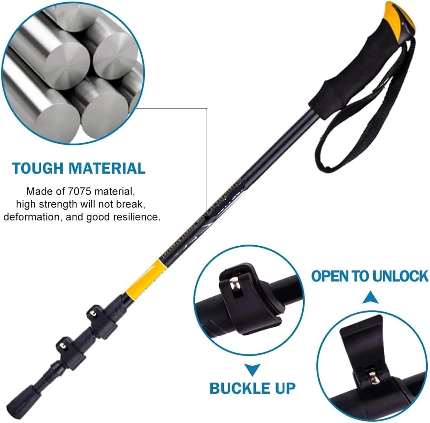 Hiking Trekking Poles Adjustable Hiking Walking Sticks Strong Lightweight Aluminum Trekking Poles with EVA Foam Grip Hiking Sticks for Trekking(Blue)