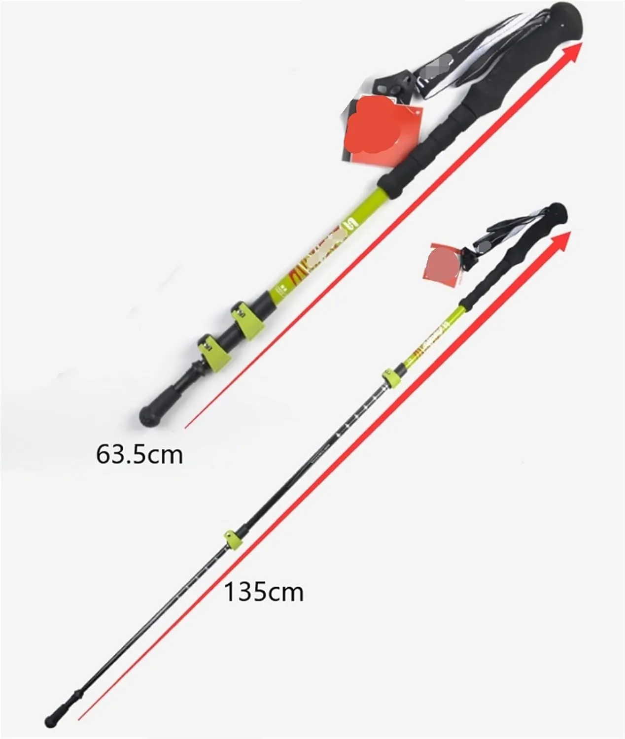 Hiking Trekking Poles Foldable Outdoor Portable Trekking Pole Mountain Poles Walking Pole for Climbing Hiking Sticks for Trekking(Green)