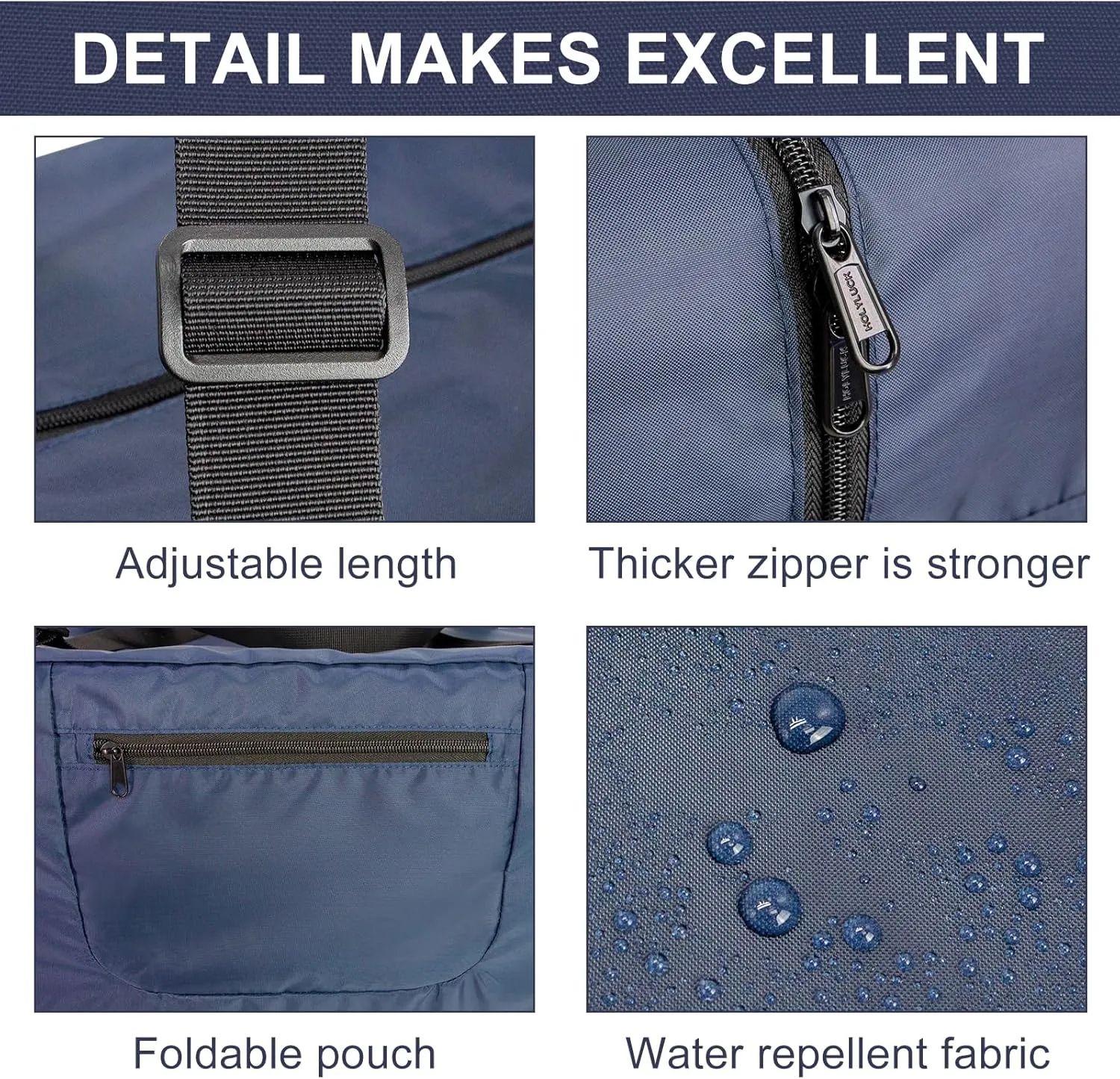 HOLYLUCK Foldable Travel Duffel Bag For Women & Men Luggage Great for Gym -55L, Navy Blue